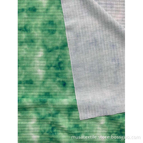Musa Polyester Spandex 2x2 Rib Knit Print Fabric